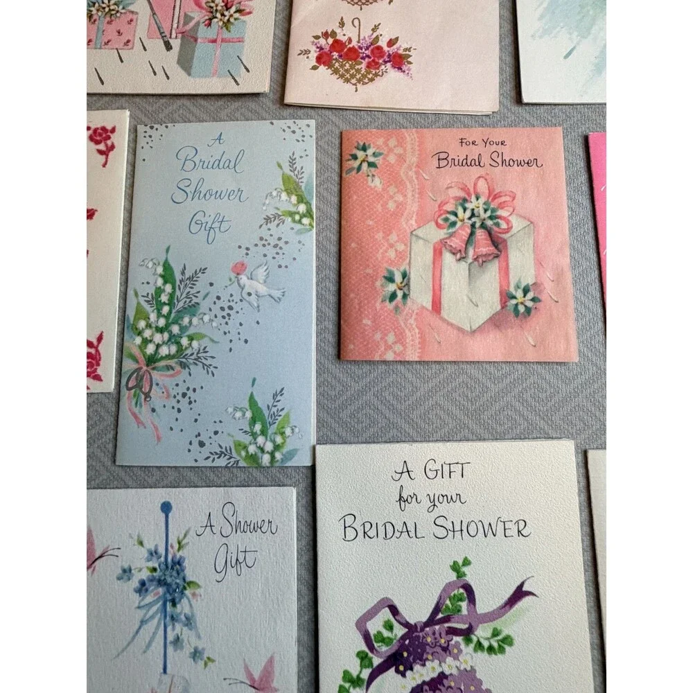 Vintage Bridal Shower Greeting Cards Lot of 33 Mid-Century Wedding Ephemera WOW